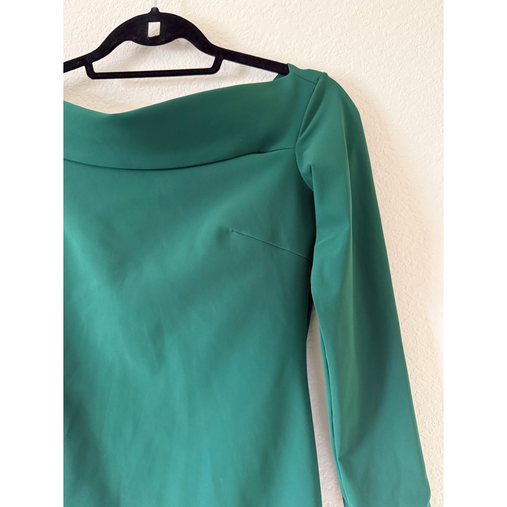 Chiara Boni La Petite Robe Green Off Shoulder Long Sleeve A-Line Dress Size 40/S - Picture 3 of 9